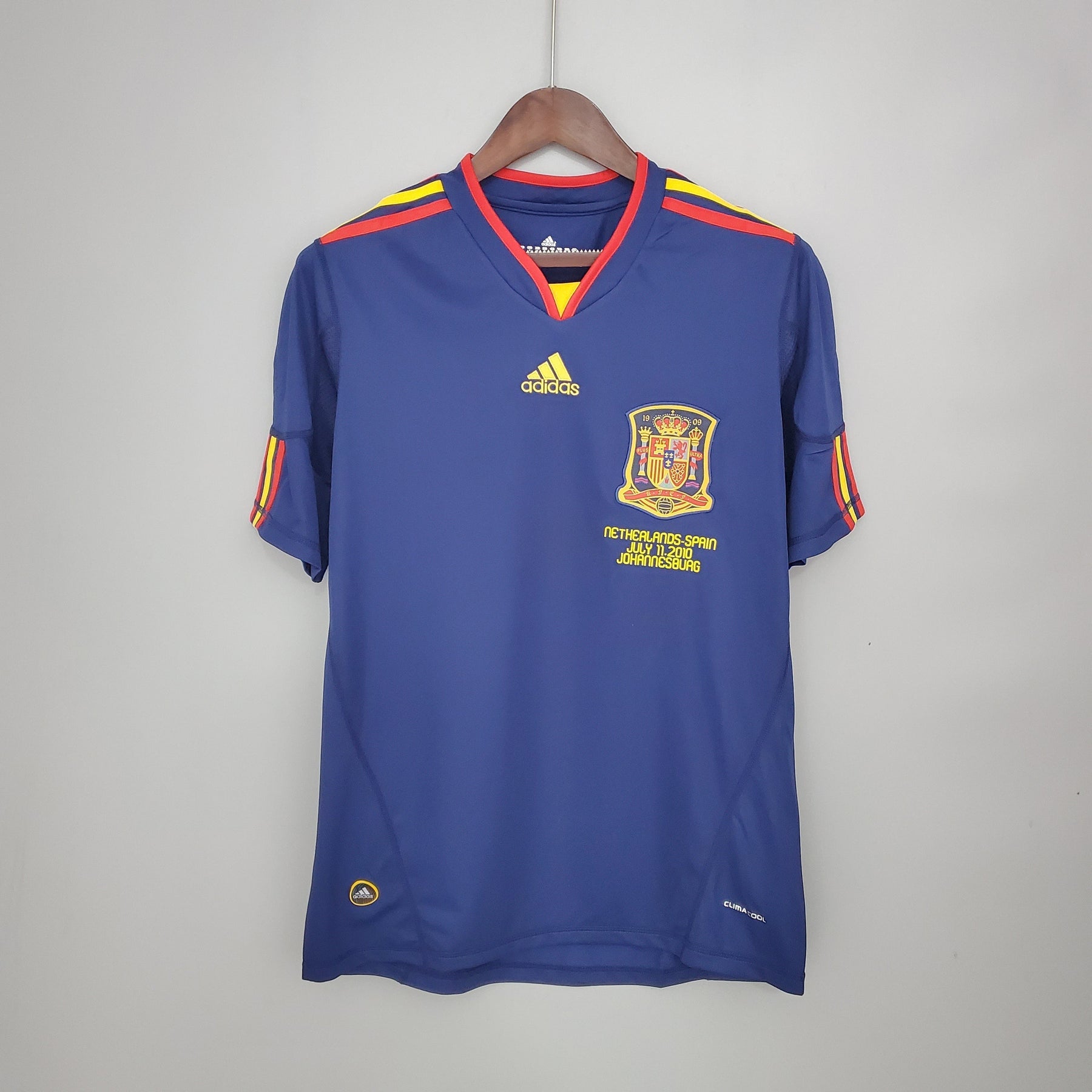 Camisa Seleção Espanha Away 2010 - Adidas Retrô Masculina - Azul/Vermelha