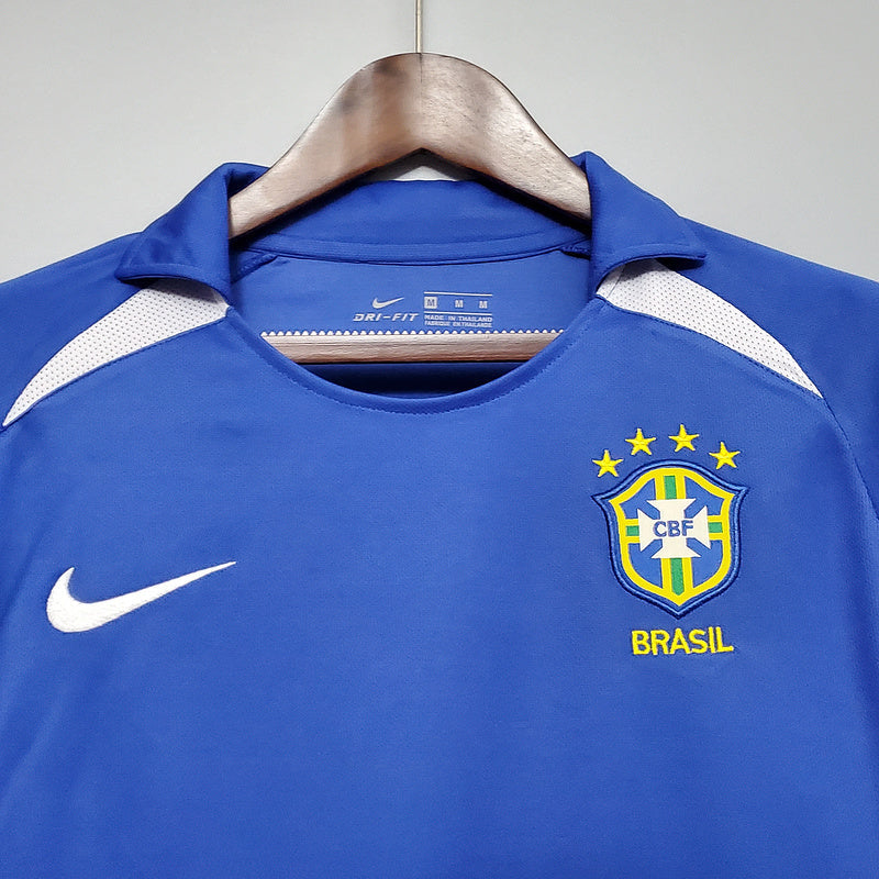 Camisa Seleção Brasileira Away 2002 - Nike Retrô Masculina - Azul/Branca
