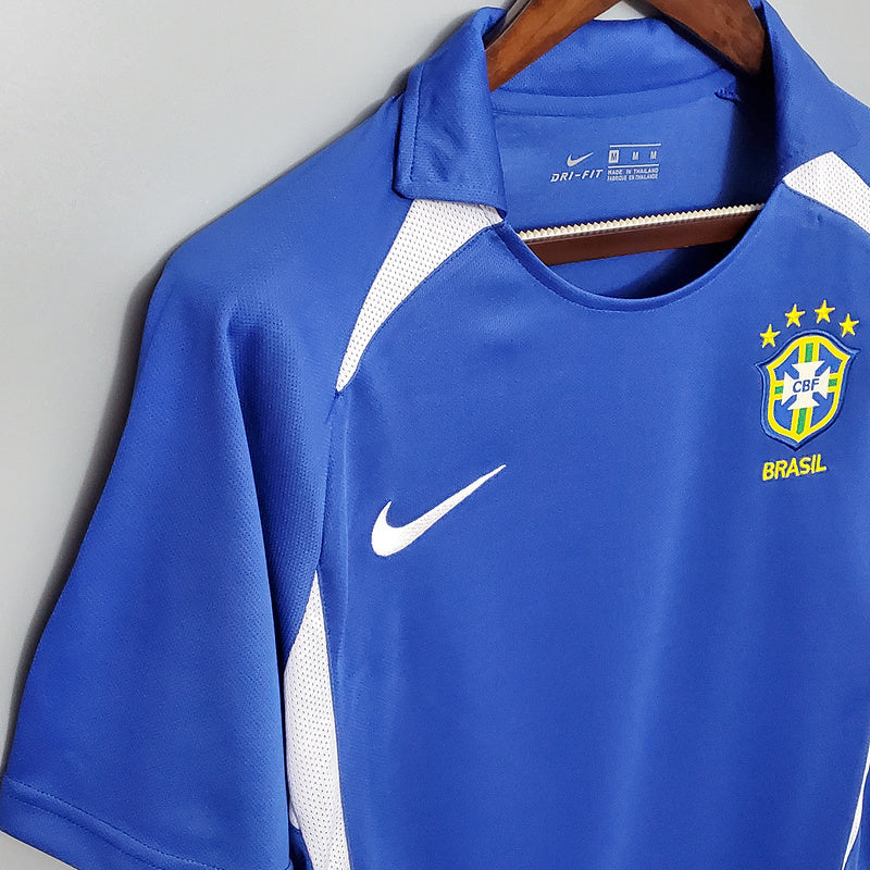 Camisa Seleção Brasileira Away 2002 - Nike Retrô Masculina - Azul/Branca